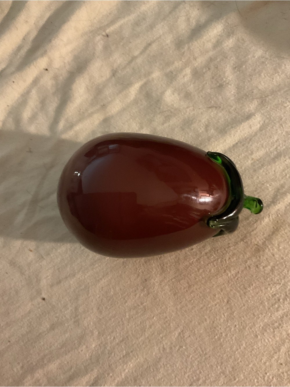 Vintage Murano Style Art Glass Vegetable Egg Plant Purple 4.5” Decor